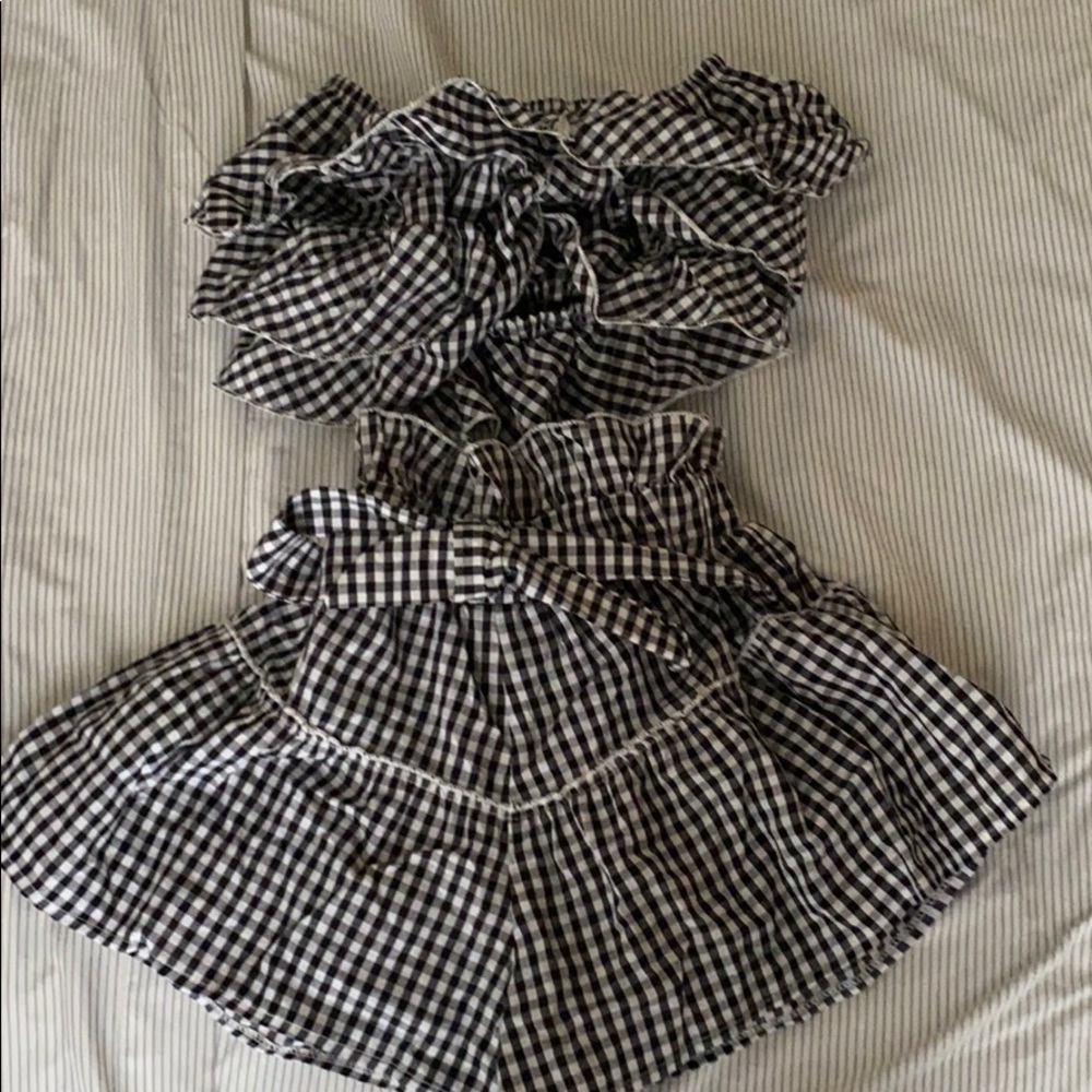 RUFFLE GINGHAM SHORT BANDEAU SET